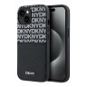 DKNY для iPhone 15 чехол PU Repeat texture with Cardslot Metal logo Hard Black