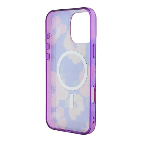 Guess для iPhone 16 Pro Max чехол PC/TPU Flowers Invisible Ring Yellow (MagSafe)