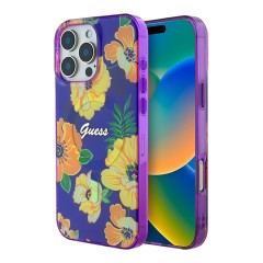 Guess для iPhone 16 Pro Max чехол PC/TPU Flowers Invisible Ring Yellow (MagSafe)