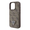 Guess для iPhone 16 Pro чехол PU кожа 4G Double cardslot Triangle metal logo Brown
