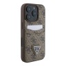 Guess для iPhone 16 Pro чехол PU кожа 4G Double cardslot Triangle metal logo Brown