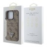 Guess для iPhone 16 Pro чехол PU кожа 4G Double cardslot Triangle metal logo Brown