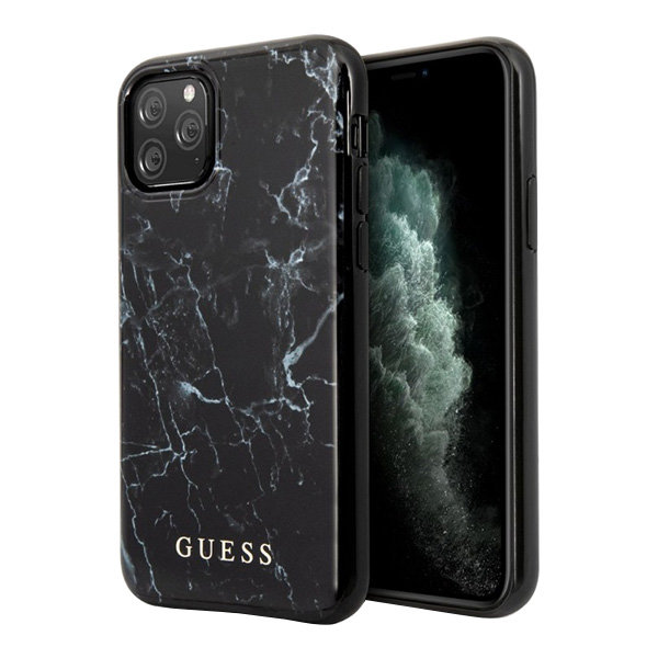 Чехол Guess Marble Design Hard для iPhone 11 Pro Max, черный