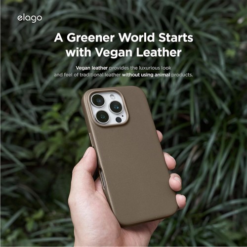 Elago для iPhone 16 Pro чехол PU Leather Taupe (MagSafe)