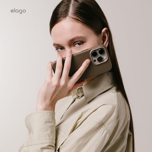 Elago для iPhone 16 Pro чехол PU Leather Taupe (MagSafe)