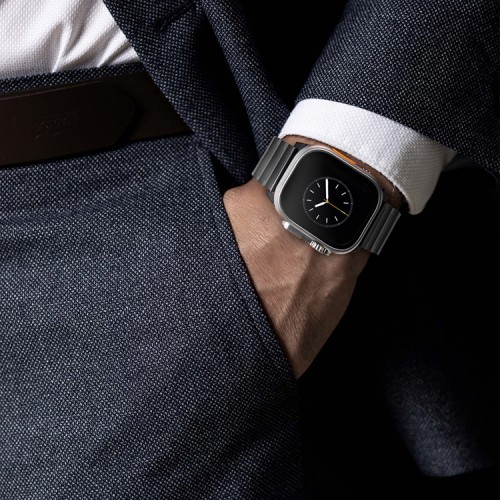 (Уценка) Uniq для Apple Watch 49/46/45/44 mm ремешок Strova MAG Strap Link Steel Black