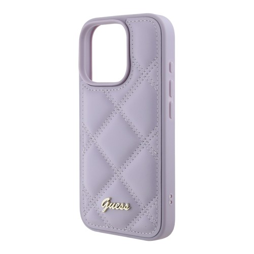 Guess для iPhone 16 Pro Max чехол PU Quilted with Script metal logo Hard Light Purple