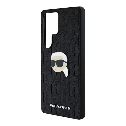 Karl Lagerfeld для Galaxy S25 Ultra чехол PU Grained Monogram NFT Karl metal Head Hard Black