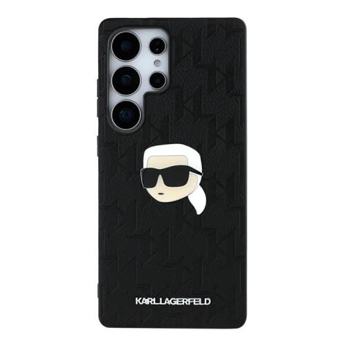 Karl Lagerfeld для Galaxy S25 Ultra чехол PU Grained Monogram NFT Karl metal Head Hard Black