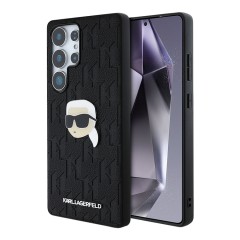 Karl Lagerfeld для Galaxy S25 Ultra чехол PU Grained Monogram NFT Karl metal Head Hard Black
