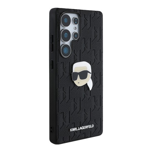 Karl Lagerfeld для Galaxy S25 Ultra чехол PU Grained Monogram NFT Karl metal Head Hard Black