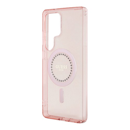 Guess для Galaxy S25 Ultra чехол PC/TPU Diamond Rhinestone Circle Hard Pink (MagSafe)