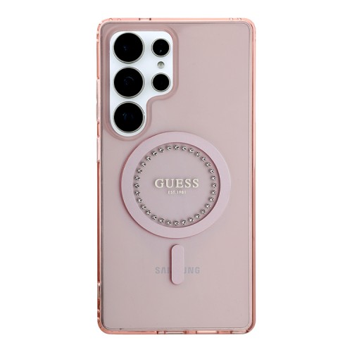 Guess для Galaxy S25 Ultra чехол PC/TPU Diamond Rhinestone Circle Hard Pink (MagSafe)