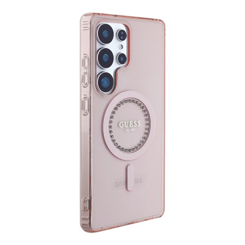 Guess для Galaxy S25 Ultra чехол PC/TPU Diamond Rhinestone Circle Hard Pink (MagSafe)