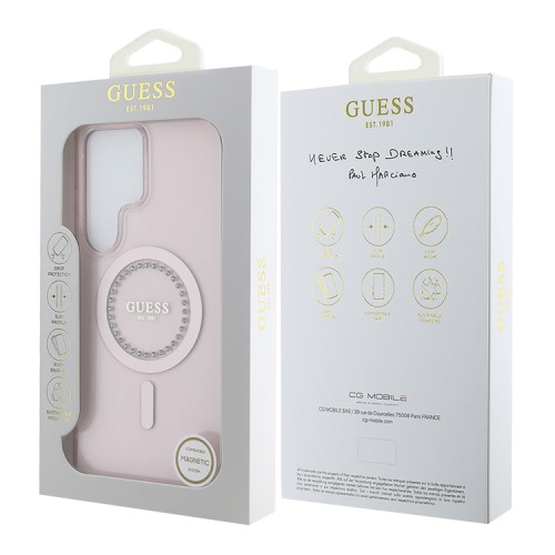 Guess для Galaxy S25 Ultra чехол PC/TPU Diamond Rhinestone Circle Hard Pink (MagSafe)