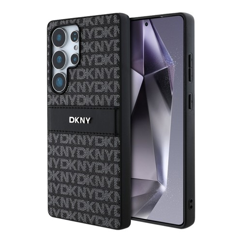 DKNY для Galaxy S25 Ultra чехол PU Repeat texture Tonal stripe Metal logo Hard Black