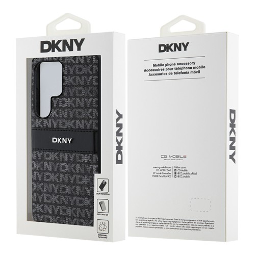 DKNY для Galaxy S25 Ultra чехол PU Repeat texture Tonal stripe Metal logo Hard Black