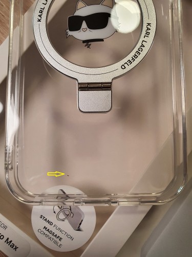 (Уценка) Karl Lagerfeld для iPhone 14 Pro Max чехол PC/TPU + Ring stand NFT Choupette head (MagSafe)