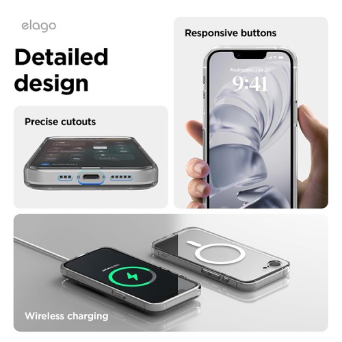 Elago для iPhone 16e чехол HYBRID (pc/tpu) Clear (MagSafe)