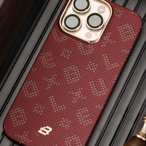 BlueO чехол для iPhone 16 Pro Max, Tactile Woven Air Aramid fiber (Kevlar) Red (MagSafe)