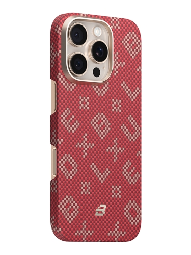 BlueO чехол для iPhone 16 Pro Max, Tactile Woven Air Aramid fiber (Kevlar) Red (MagSafe)