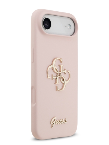 Guess для iPhone Air чехол Liquid silicone 4G Big and Script metal logo Hard Pink
