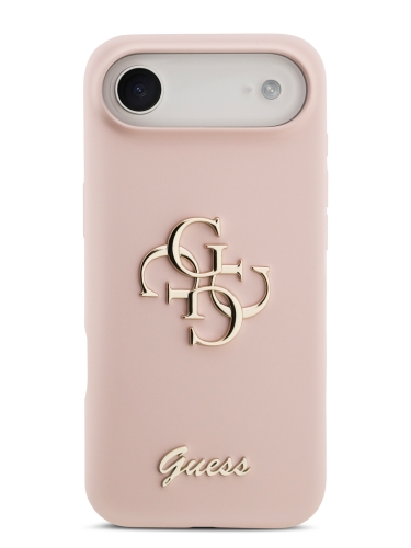 Guess для iPhone Air чехол Liquid silicone 4G Big and Script metal logo Hard Pink