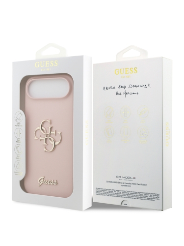 Guess для iPhone Air чехол Liquid silicone 4G Big and Script metal logo Hard Pink