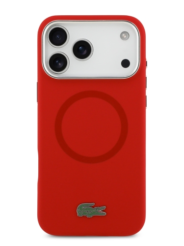 Lacoste для iPhone 17 Pro Max чехол Liquid silicone Lacquer Metal logo & Cam Hard Red (MagSafe)