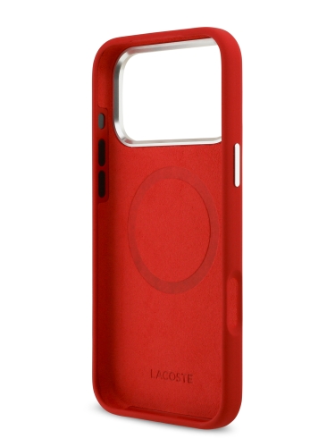Lacoste для iPhone 17 Pro Max чехол Liquid silicone Lacquer Metal logo & Cam Hard Red (MagSafe)
