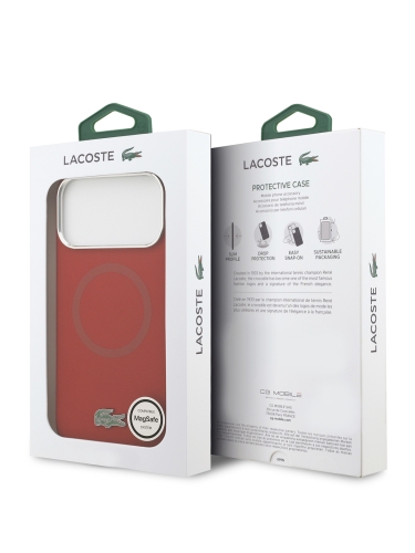 Lacoste для iPhone 17 Pro Max чехол Liquid silicone Lacquer Metal logo & Cam Hard Red (MagSafe)