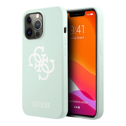Чехол Guess Liquid Silicone 4G Big logo Hard для iPhone 13 Pro, голубой