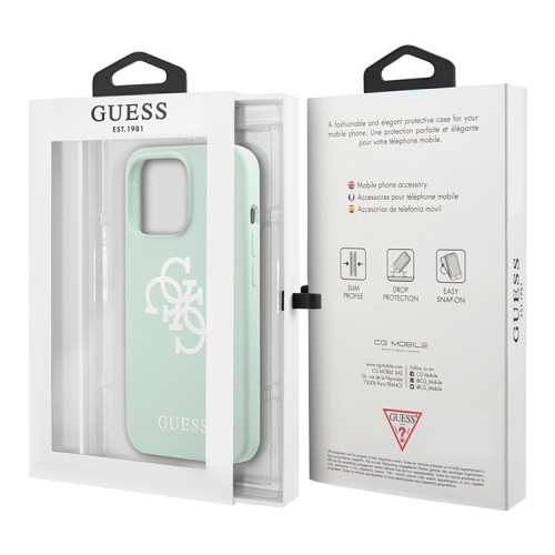 Чехол Guess Liquid Silicone 4G Big logo Hard для iPhone 13 Pro, голубой