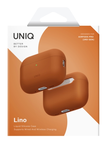 Uniq для Airpods Pro 3 чехол LINO Liquid silicone with handstrap Sunset Orange