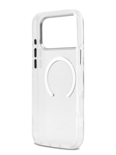 Guess для iPhone 17 Pro чехол IML Metal outline and Camera Hard Transparent/Silver (MagSafe)