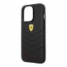 Кожаный чехол Ferrari Quilted with metal logo Hard для iPhone 13 Pro, черный