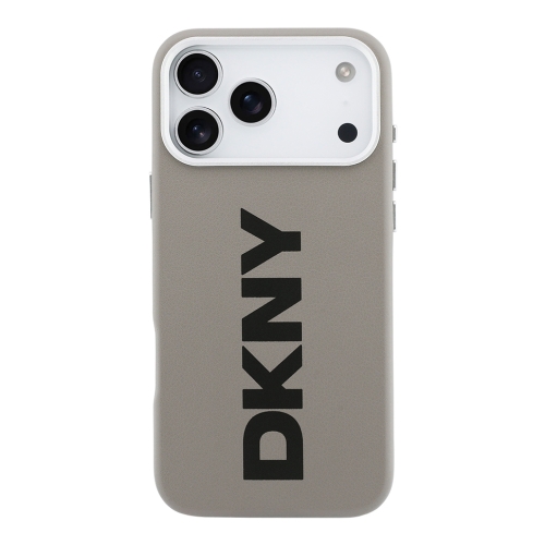 DKNY для iPhone 17 Pro чехол PU Full Wrapped leather Verical logo Metal Cam Hard Beige (MagSafe)