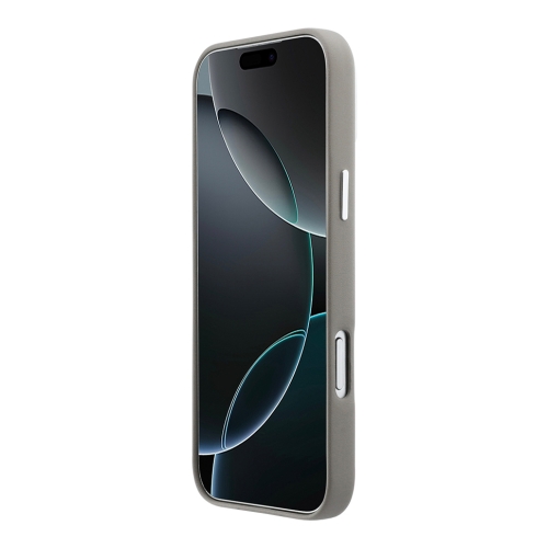 DKNY для iPhone 17 Pro чехол PU Full Wrapped leather Verical logo Metal Cam Hard Beige (MagSafe)