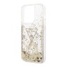 Чехол Guess Liquid glitter Triangle logo Hard для iPhone 14 Pro, прозрачный