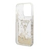 Чехол Guess Liquid glitter Triangle logo Hard для iPhone 14 Pro, прозрачный