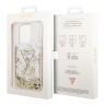 Чехол Guess Liquid glitter Triangle logo Hard для iPhone 14 Pro, прозрачный