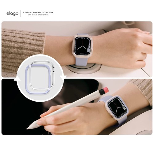 Чехол Elago DUO case для Apple Watch 45/44 мм, прозрачный/фиолетовый
