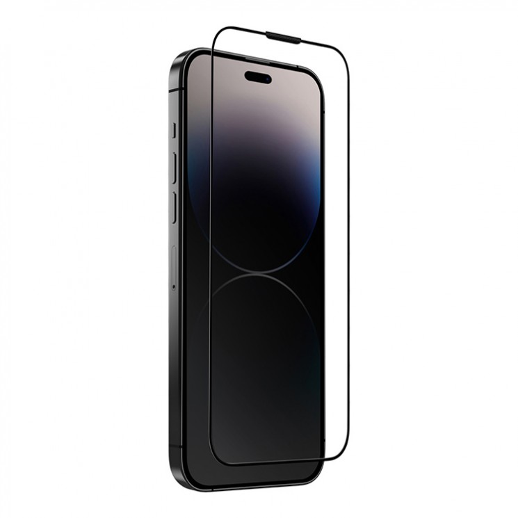 Защитное стекло Uniq OPTIX Vivid Pro (Anti-dust) для iPhone 14 Pro, черная рамка (+installer)