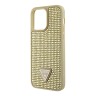 Чехол Guess Diamond Rhinestone Triangle metal logo Hard для iPhone 14 Pro Max, золотой