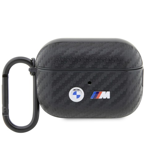 Чехол BMW M-collection PU carbon Double metal logo для AirPods Pro 2, черный