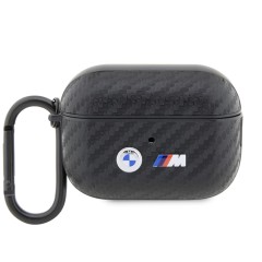 Чехол BMW M-collection PU carbon Double metal logo для AirPods Pro 2, черный