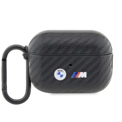 Чехол BMW M-collection PU carbon Double metal logo для AirPods Pro 2 (2022), черный