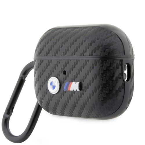 Чехол BMW M-collection PU carbon Double metal logo для AirPods Pro 2, черный