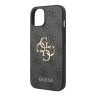 Guess для iPhone 15 чехол PU 4G Big metal logo Hard Grey