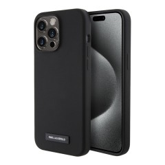 Lagerfeld для iPhone 15 Pro Max чехол Liquid silicone Metal plate logo Hard Black (MagSafe)